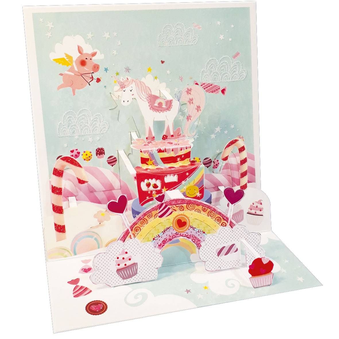 Pictura large unicorn pop-up card featuring a colorful 3D unicorn design and intricate paper craftsmanship.